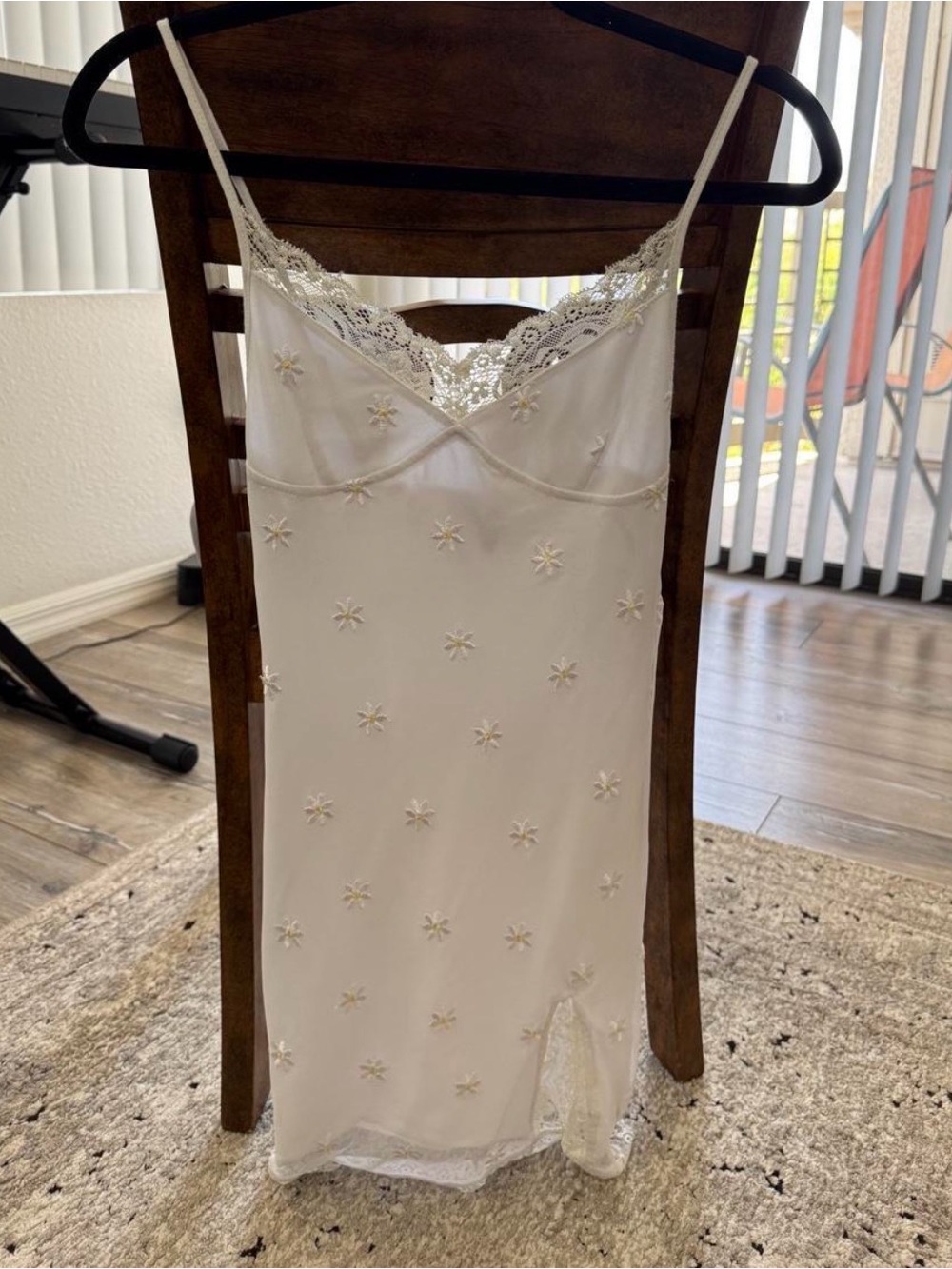 Motel Rocks Ivory Lace-Trim Embroidered Slip